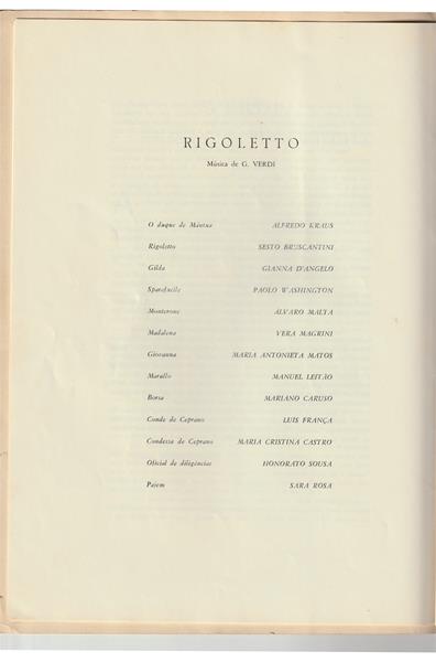 <span><p>Programa em papel da temporada de �pera de 1962 de Rigoletto Verdi.</p></span>