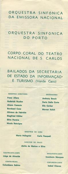 <span><p>Programa de temporada �pera e concerto no TNSC e Coliseu dos Recreios entre Janeiro e Maio de 1973, onde consta informa��o de pre�os para ambos os locais, assim como indument�ria apropriada.</p><p><span>Credits: Altura: 27 cm
Largura: 12 cm</span></p></span>
