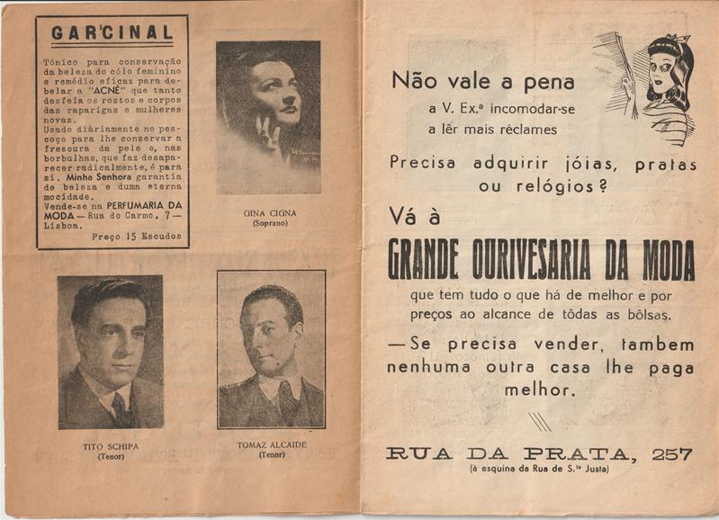 <span><p>Programa de temporada “Grande Companhia de �pera Italiana” no Coliseu de Lisboa em 1943. Programa-argumento do Coliseu dos Recreios de Lisboa com pre�o inscrito na capa. Custava 1 escudo e 50 centavos.</p></span>