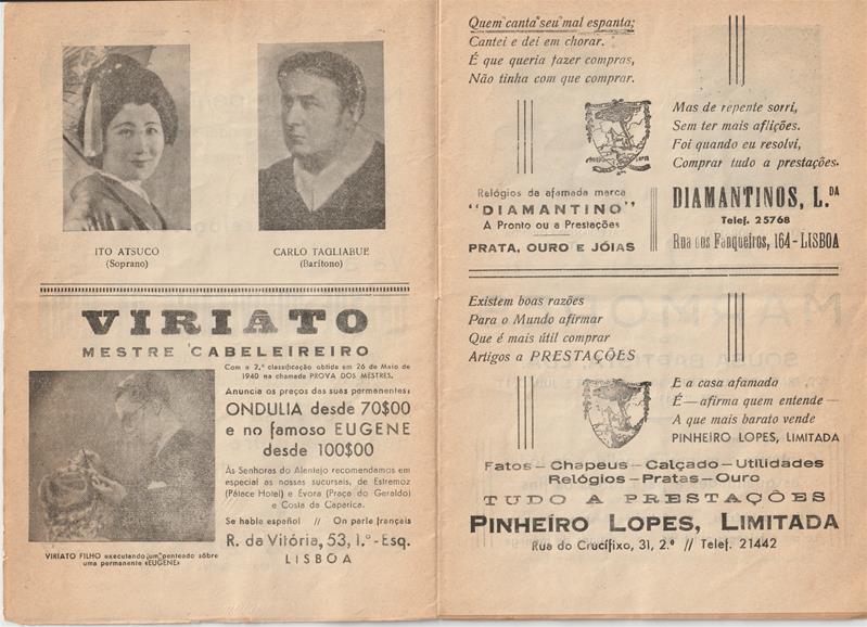 <span><p>Programa de temporada “Grande Companhia de �pera Italiana” no Coliseu de Lisboa em 1943. Programa-argumento do Coliseu dos Recreios de Lisboa com pre�o inscrito na capa. Custava 1 escudo e 50 centavos.</p></span>