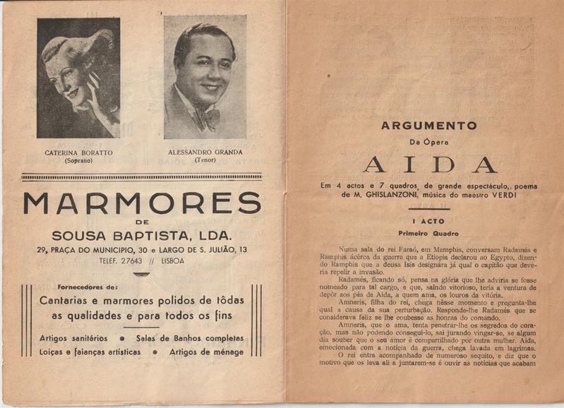 <span><p>Programa de temporada “Grande Companhia de �pera Italiana” no Coliseu de Lisboa em 1943. Programa-argumento do Coliseu dos Recreios de Lisboa com pre�o inscrito na capa. Custava 1 escudo e 50 centavos.</p></span>