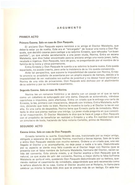 <span><p>Libreto da �pera "Don Pasquale", de Donizzetti, no VII Festival Iberico de Musica, Badajoz, Maio 1979. Companhia Nacional de Teatro e S�o Carlos, dia 21 maio 1979.</p></span>