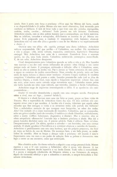 <span><p>Libreto da representa��o das pe�as "La Serva Padrona", de Pergolesi, e "Arlecchino", de Busoni, pelo Grupo Experimental de �pera de C�mara no Teatro Aveirense, a 6 junho de 1962.</p><p><span>Cr�ditos: Altura: 24 cm
Largura: 17 cm</span></p></span>