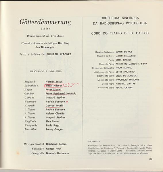 <span><p>Programas de sala da grande produ��o “Der Ring des Nibelungen ? G�tterd�mmerung / O anel do Nibelungo ? o crep�sculo dos deuses”, que corresponde � terceira parte.</p></span>