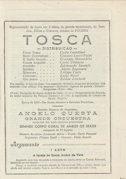 <span><p>Programa da �pera “Tosca”</p></span>