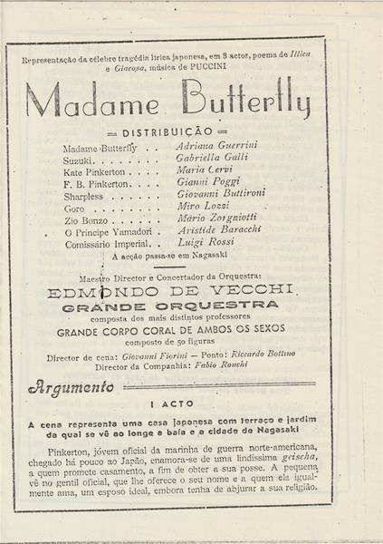 <span><p>Programa da �pera “Madame Butterfly”</p></span>