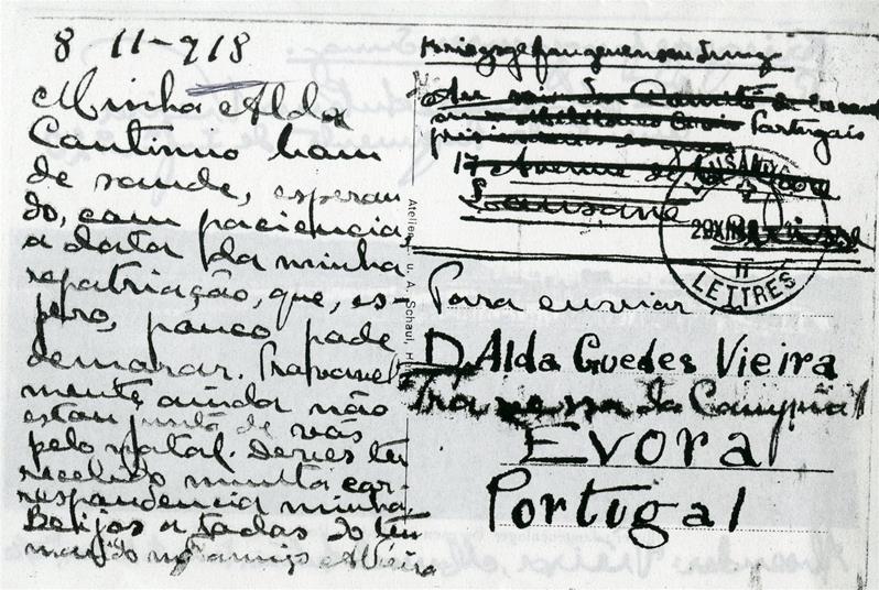 <span><p>Postal enviado � esposa Alda Guedes Vieira</p></span>