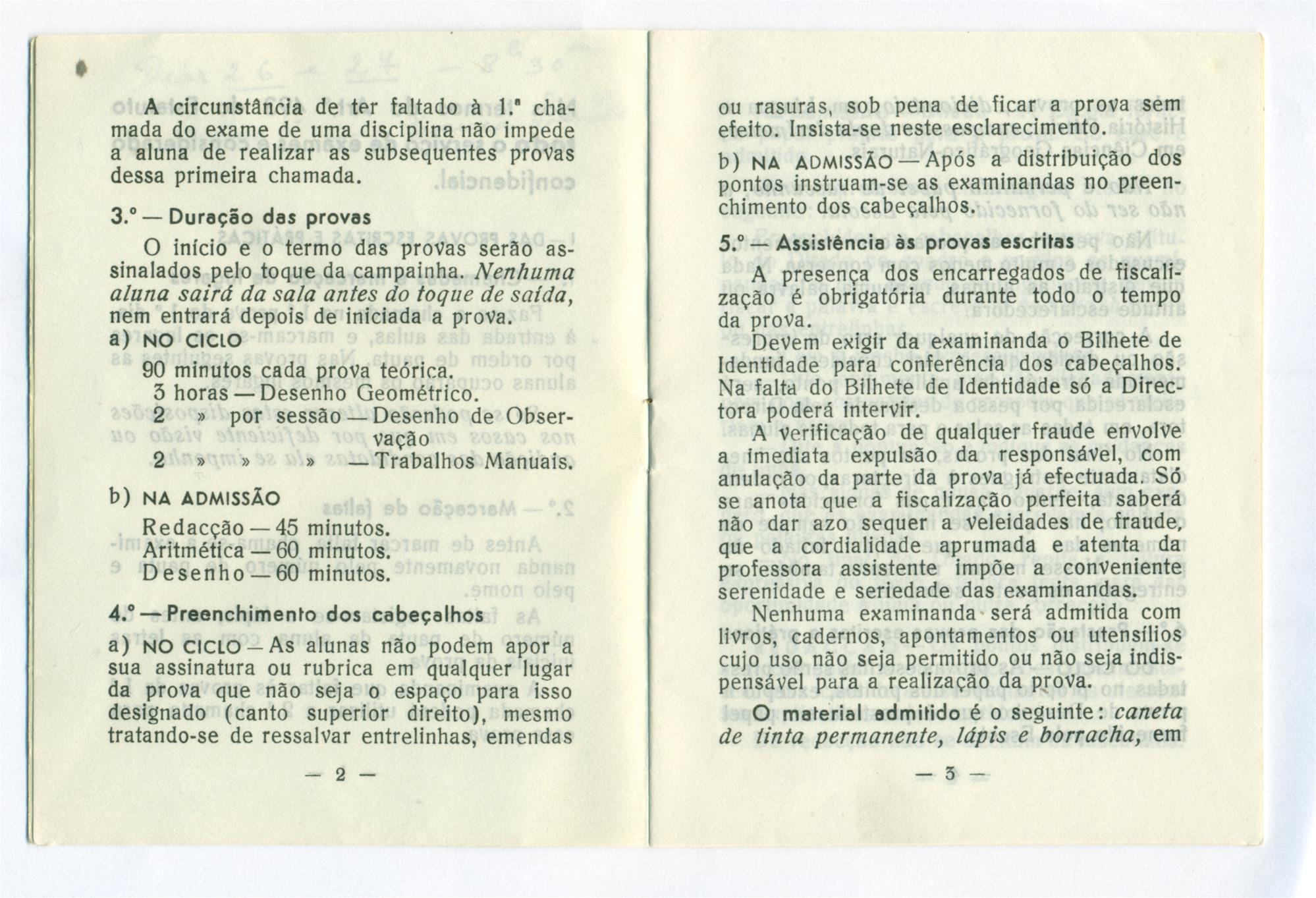 <span><p>Livro de instru��es de exame assinado pela professora D�lia Prado Coelho, da Escola T�cnica Elementar Marquesa de Alorna datado de 1961. Os exames foram marcados para os dias 26 e 27 de junho, 2, 16 e 17 de julho, todos na sala 5. S. & M. Lda.</p></span>