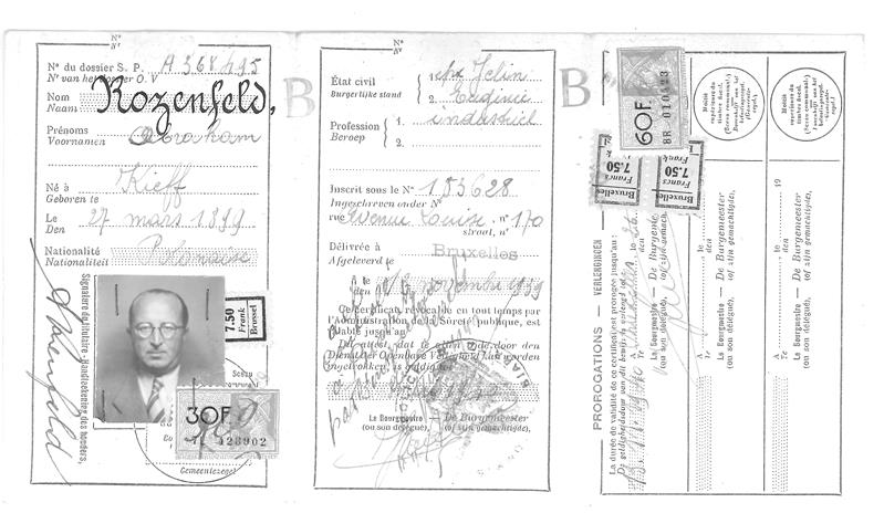 <span><p>Cart�o de identifica��o de estrangeiro residente em Bruxelas concedido a Abraham Rozenfeld a 13/11/1939 com validade at� 13/11/1940.</p></span>