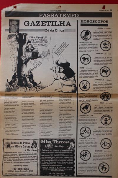 <span><p>Jornal “Portuguese Times” de 23/04/1987, ano XV, n.� 834 publicado em New Bedford, Massachussets, em portugu�s, a cores, com publicidade, not�cias. Not�cia da p�g.2: “Criada uma bolsa de estudo em nome de Aristides Mendes”. 4 p�ginas.</p></span>