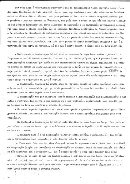 <span><p>Folheto de divulga��o de apoio ideol�gico apelando � luta sindical e pela contrata��o colectiva.</p></span>