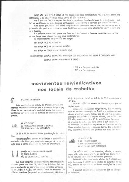 <span><p>Folheto informativo de distribui��o p�blica com informa��o sobre as lutas dos trabalhadores e o direito � greve.</p></span>