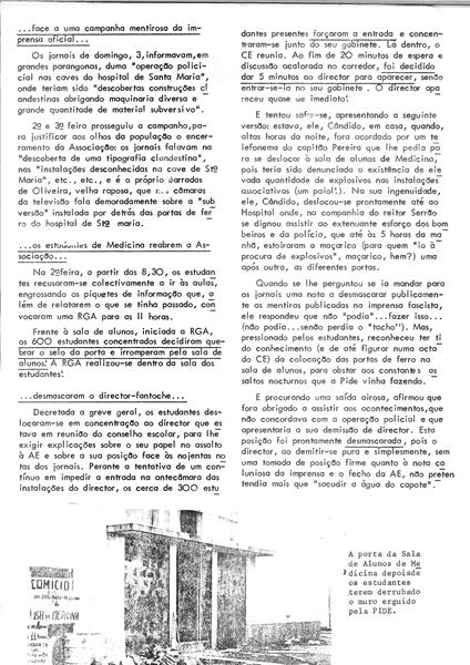 <span><p>Suplemento Informativo de 12 de Fevereiro de 1974.
Boletim da Associa��o de Estudantes do IST sobre a luta estudantil, nomeadamente de Medicina, e sobre as lutas populares da Marinha Grande, da Lisnave e de outras Associa��es de Estudantes.</p></span>