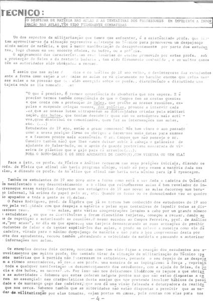 <span><p>Suplemento Informativo de 12 de Fevereiro de 1974.
Boletim da Associa��o de Estudantes do IST sobre a luta estudantil, nomeadamente de Medicina, e sobre as lutas populares da Marinha Grande, da Lisnave e de outras Associa��es de Estudantes.</p></span>