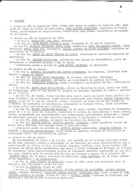 <span><p>Circular de distribui��o p�blica, de 9 de Maio de 1973, sobre as pris�es feitas e a repress�o da DGS, inclusivamente nas Col�nias, com campos de concentra��o. Fala sobre a Guerra Colonial e os Movimentos de Liberta��o das Col�nias.</p></span>
