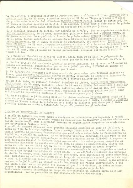 <span><p>Circular de distribui��o p�blica, de 9 de Maio de 1973, sobre as pris�es feitas e a repress�o da DGS, inclusivamente nas Col�nias, com campos de concentra��o. Fala sobre a Guerra Colonial e os Movimentos de Liberta��o das Col�nias.</p></span>