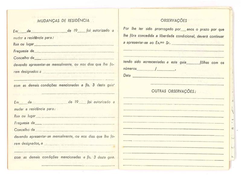 <span><p>Caderneta de liberdade condiciona de Lu�s Alberto Pais Figueiredol, datada de 22 de Outubro de 1973, que lhe foi passada � sa�da da cadeia do Forte de Peniche.</p></span>