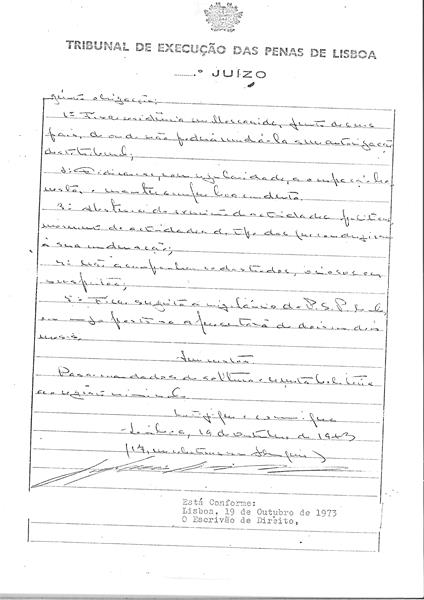 <span><p>Caderneta de liberdade condiciona de Lu�s Alberto Pais Figueiredol, datada de 22 de Outubro de 1973, que lhe foi passada � sa�da da cadeia do Forte de Peniche.</p></span>