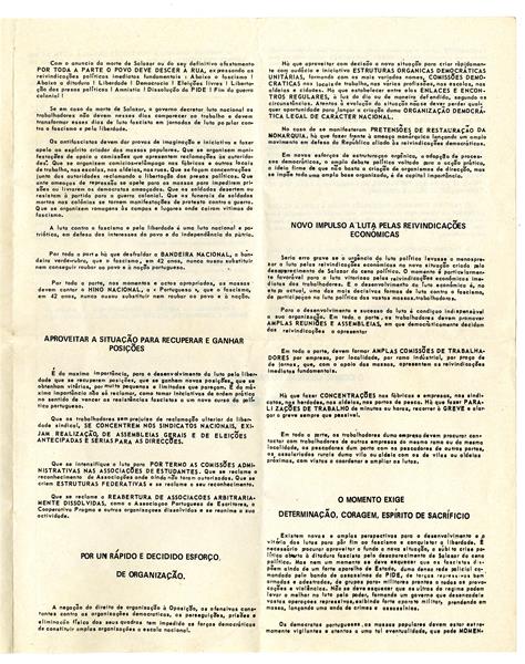 <span><p>Folheto de 4 p�ginas com transcri��o de uma emiss�o da “R�dio Portugal Livre”. Emitido pela “R�dio Portugal Livre” no dia 22 de Setembro de 1968.</p></span>