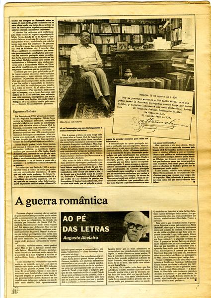 <span><p>Entrevista ao pai de Maria Em�lia Neves ? M�rio Neves ? no Jornal de Letras, Artes e Ideias.</p></span>