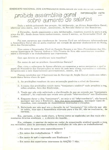<span><p>V�rios recortes e not�cias relativos �s manifesta��es do sindicato dos banc�rios 18 de Junho de 1973.</p></span>