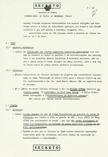 <span><p>Edi��o dos relat�rios da PIDE relativamente aos sectores potencialmente perigosos, no qual os banc�rios apareciam muito referenciados. Nos dia 9 de Abril, a 15 dias da Revolu��o o sindicato dos banc�rios promove uma reuni�o, no Clube art�stico de Torres Vedras. A reuni�o foi proibida e o controlo policial era t�o intenso que detectaram a chegada a esta cidade de 12 indiv�duos, provenientes de outras localidades transportados em autom�veis para participarem nessa reuni�o.</p></span>