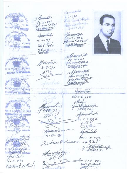 <span><p>V�rios documentos relativos � pris�o e casamento de Adelino Pereira da Silva: ficha individual da PIDE, boletim de casamento e carimbos de apresenta��o de Adelino Pereira Silva e da esposa.</p></span>