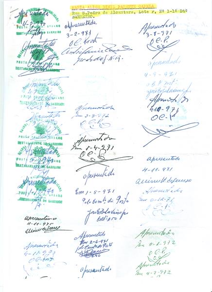 <span><p>V�rios documentos relativos � pris�o e casamento de Adelino Pereira da Silva: ficha individual da PIDE, boletim de casamento e carimbos de apresenta��o de Adelino Pereira Silva e da esposa.</p></span>