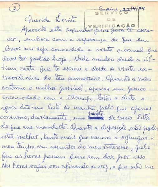 <span><p>Envelope e carta de Jos� Manuel Tengarrinha por ocasi�o da sua �ltima pris�o de 18 a 25 de Abril, dia em que foi liberto. Carta datada de 22 de Abril. Na segunda parte da carta escreve notas para um livro que tem inten��o de escrever nas quais fala de transforma��es no plano pol�tico e tomada de poder.</p></span>