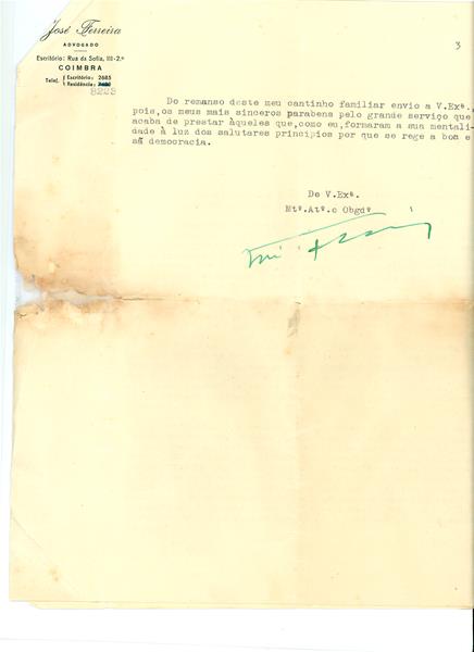 <span><p>Carta de Jos� Ferreira, advogado para Francisco Cunha Leal, 28 de Janeiro de 1969, 4 p�ginas.</p></span>