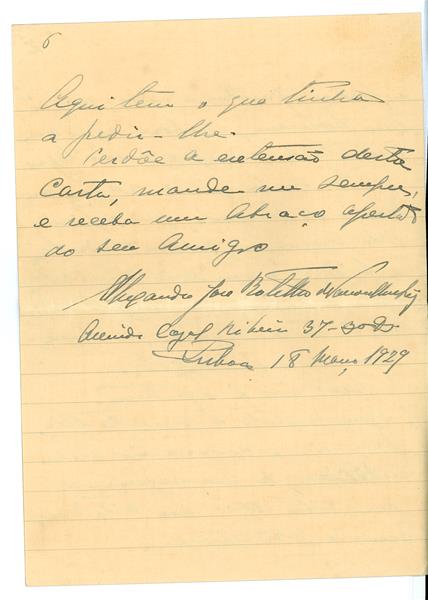 <span><p>Carta de Alexandre Jos� Botelho de Vasconcelos e S� para Francisco Cunha Leal, Lisboa, 18 de Mar�o de 1927, 6 p�ginas.</p></span>