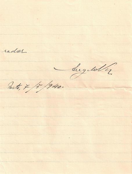 <span><p>Carta de Bernardino Machado para Francisco Cunha Leal, Porto, 7 de Maio de 1940, 3 p�ginas.</p></span>