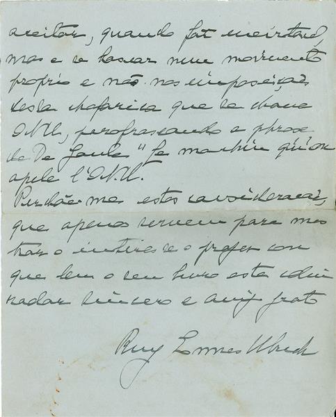 <span><p>Carta de Ruy Gomes Ulrich de 21 de Mar�o de 1961, 4 p�ginas. N�o tem destinat�rio.</p></span>