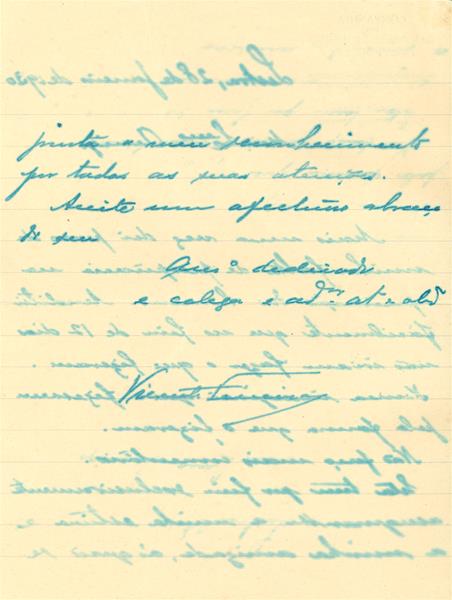 <span><p>Carta de Vicente Ferreira, sem destinat�rio, Lisboa 28 de Janeiro de 1930, 2 p�ginas.</p></span>
