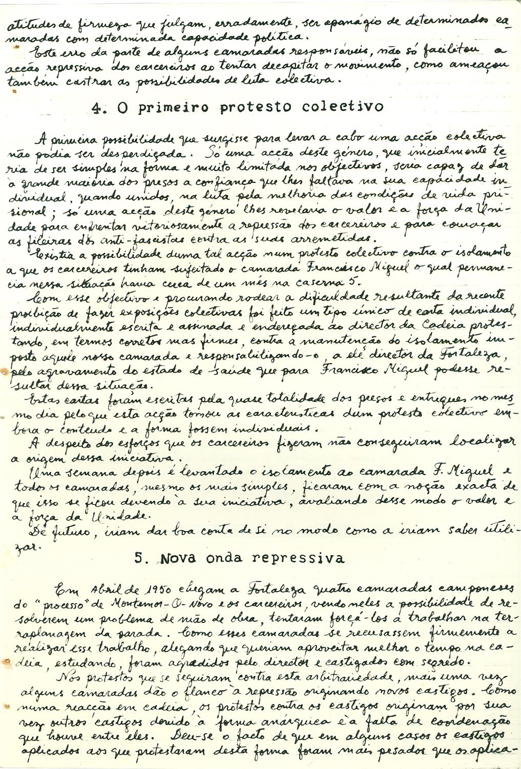 <span><p>“Quadro da situa��o que os nossos camaradas foram encontrar na fortaleza em meados de 1949”, Fevereiro de 1951.</p></span>