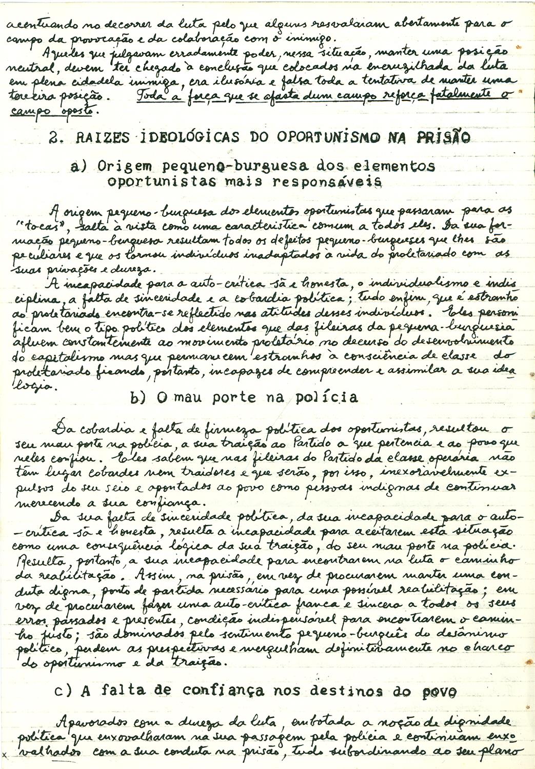 <span><p>“Quadro da situa��o que os nossos camaradas foram encontrar na fortaleza em meados de 1949”, Fevereiro de 1951.</p></span>