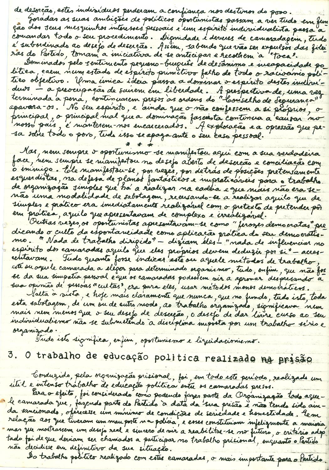 <span><p>“Quadro da situa��o que os nossos camaradas foram encontrar na fortaleza em meados de 1949”, Fevereiro de 1951.</p></span>