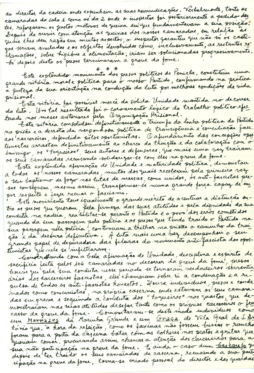 <span><p>“Quadro da situa��o que os nossos camaradas foram encontrar na fortaleza em meados de 1949”, Fevereiro de 1951.</p></span>