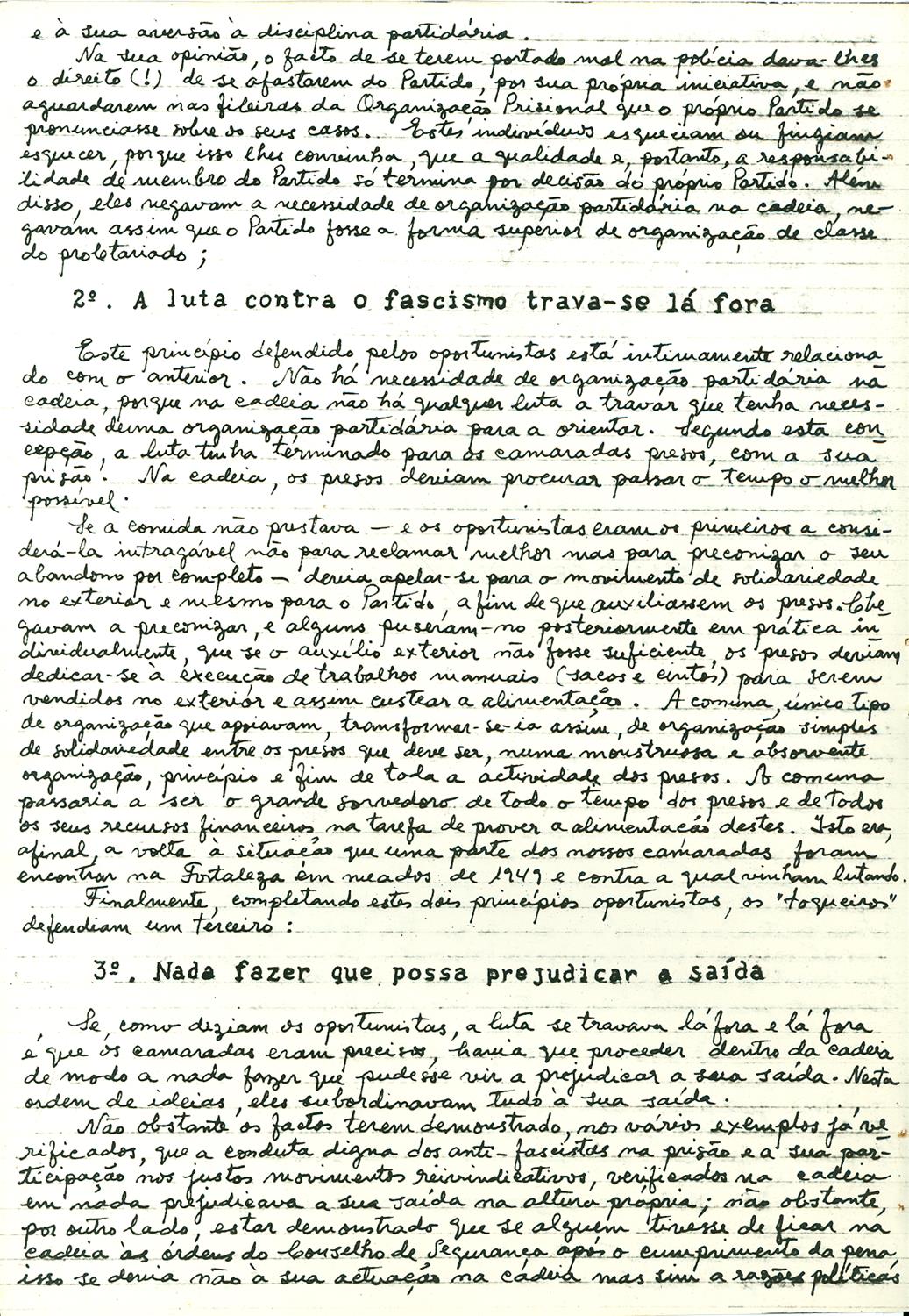 <span><p>“Quadro da situa��o que os nossos camaradas foram encontrar na fortaleza em meados de 1949”, Fevereiro de 1951.</p></span>