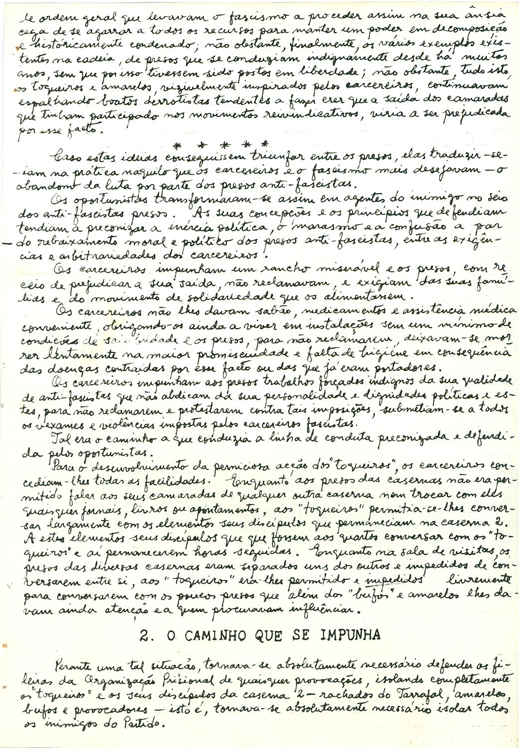 <span><p>“Quadro da situa��o que os nossos camaradas foram encontrar na fortaleza em meados de 1949”, Fevereiro de 1951.</p></span>