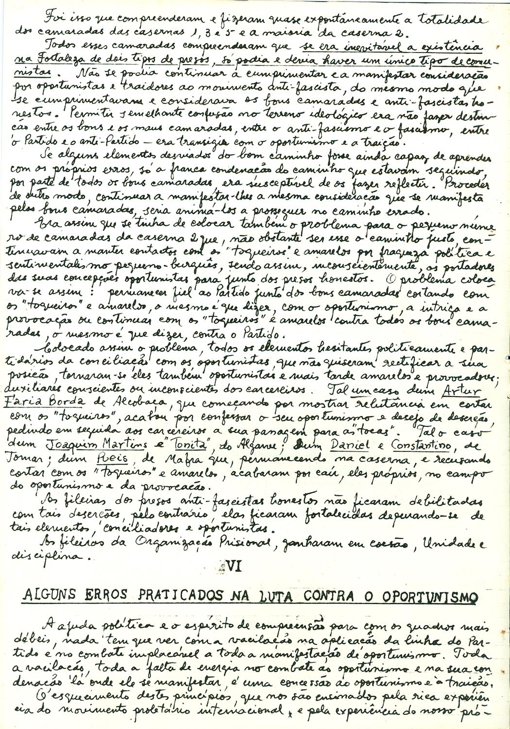 <span><p>“Quadro da situa��o que os nossos camaradas foram encontrar na fortaleza em meados de 1949”, Fevereiro de 1951.</p></span>