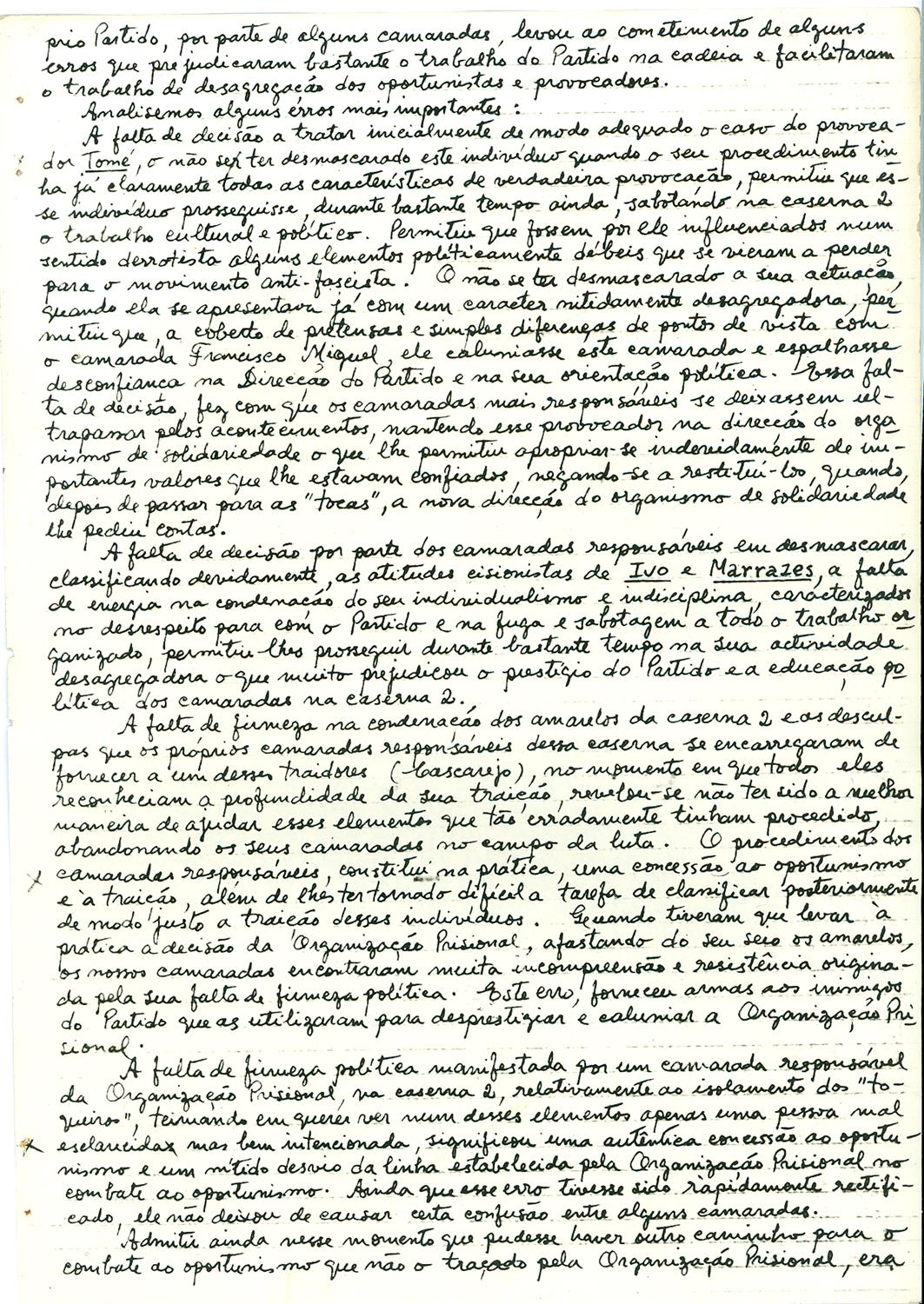<span><p>“Quadro da situa��o que os nossos camaradas foram encontrar na fortaleza em meados de 1949”, Fevereiro de 1951.</p></span>