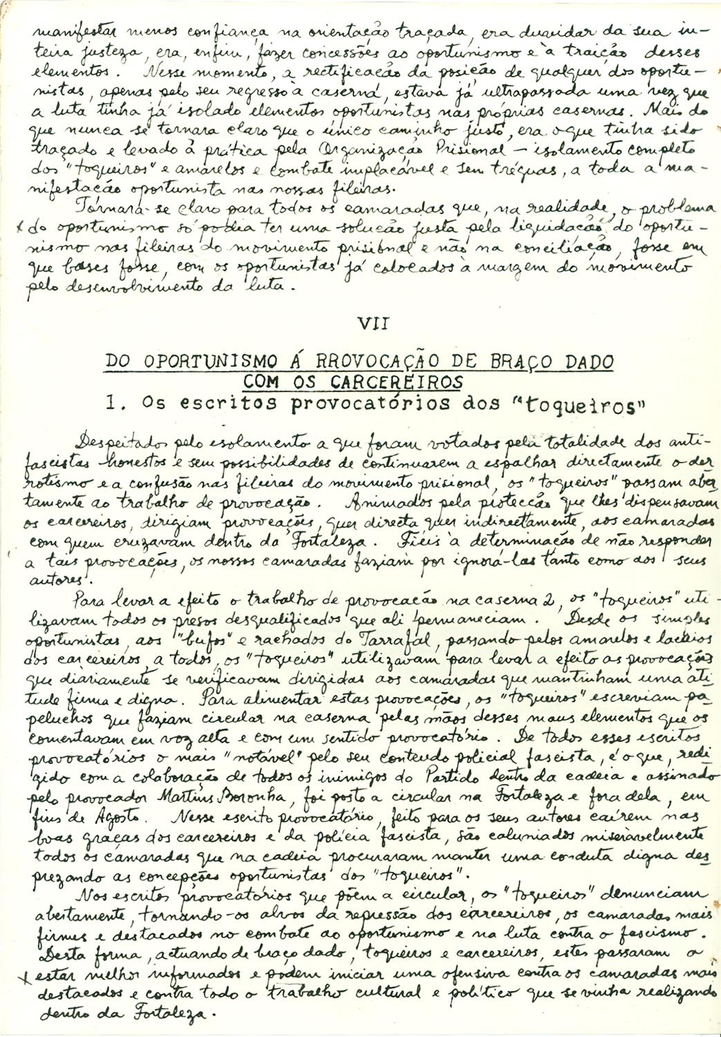 <span><p>“Quadro da situa��o que os nossos camaradas foram encontrar na fortaleza em meados de 1949”, Fevereiro de 1951.</p></span>