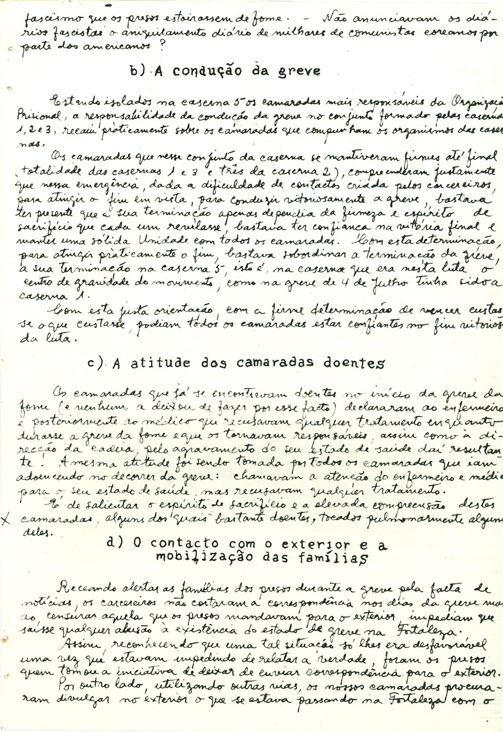 <span><p>“Quadro da situa��o que os nossos camaradas foram encontrar na fortaleza em meados de 1949”, Fevereiro de 1951.</p></span>