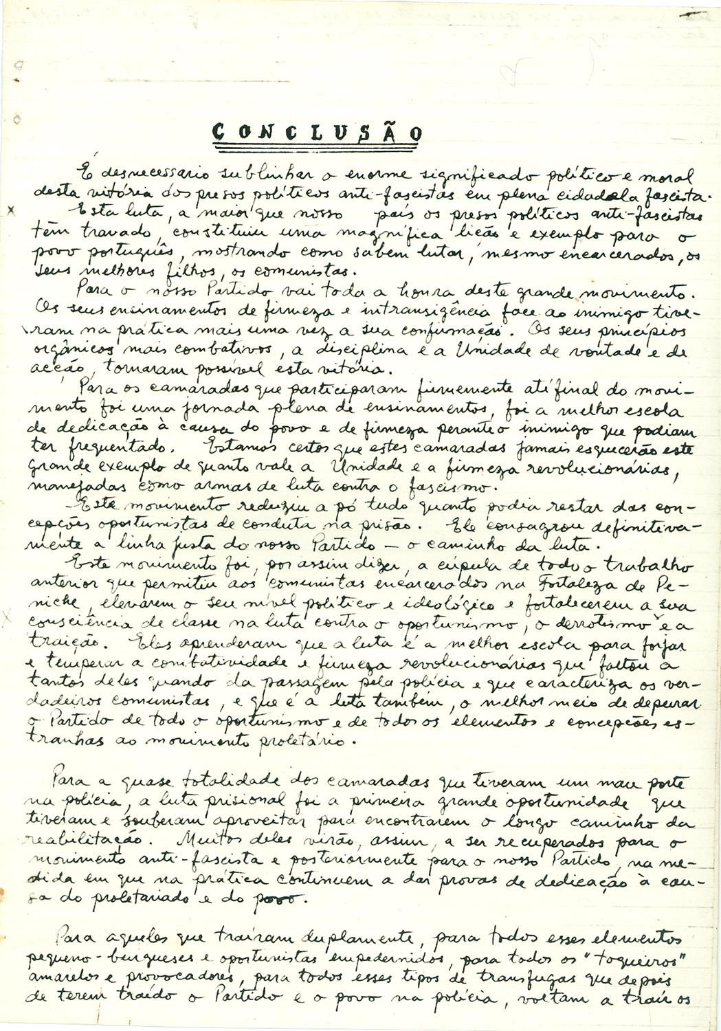 <span><p>“Quadro da situa��o que os nossos camaradas foram encontrar na fortaleza em meados de 1949”, Fevereiro de 1951.</p></span>