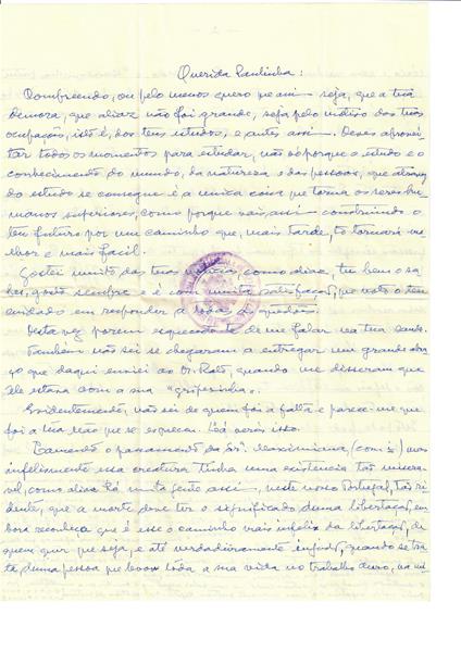 <span><p>Conjunto de cartas pessoais do pai para Paula dos Santos e para a irm� Manuela Isabel Queiroz Marques. Dos anos 50 at� 1958.</p></span>