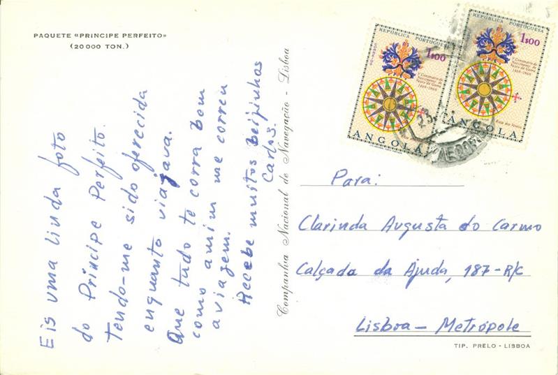 <span><p>Postais enviados � namorada, de Angola</p></span>