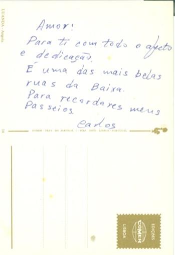 <span><p>Postais enviados � namorada, de Angola</p></span>
