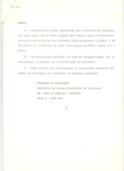 <span><p>Documento dos nove de 7 de Agosto de 1975. Documentos originais. Este documentos tem um despacho assinado por Vargas Cardoso, Secret�rio do Conselho da Revolu��o.</p></span>