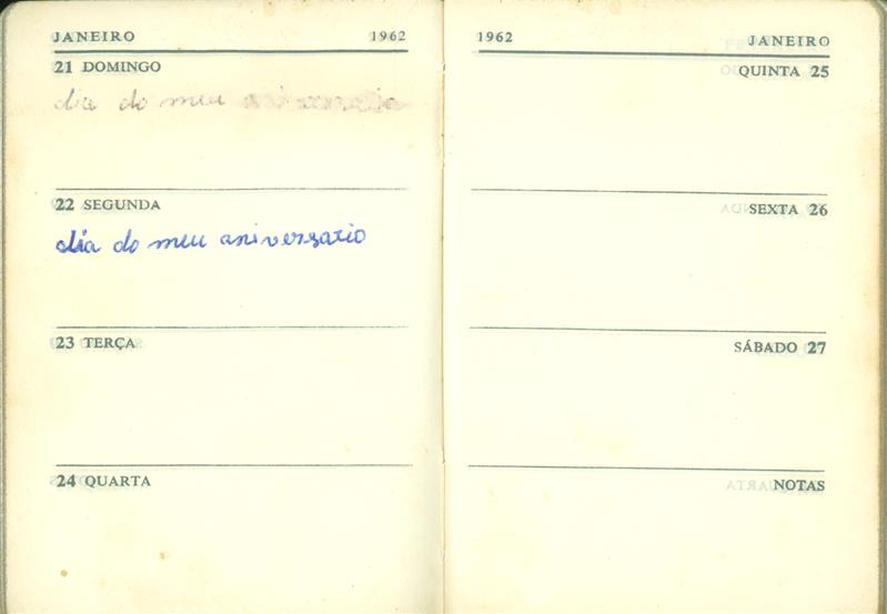 <span><p>Caderno di�rio que o marido da D. Mariana mantinha durante a sua estada na Guerra 1961-62.</p></span>